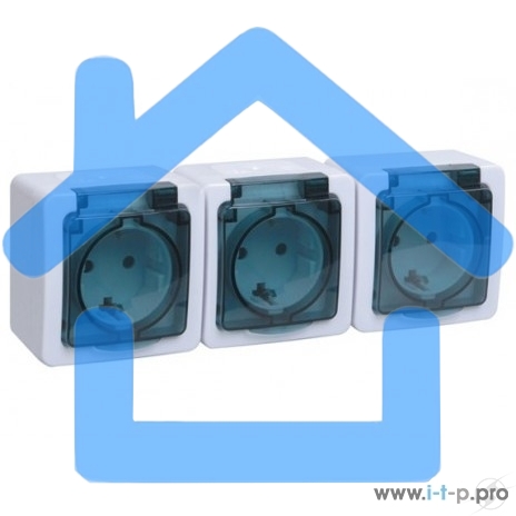 Розетка силовая Iek ERMP32-K03-16-54-EC РСб23-3-ГПБд роз 3м с з/к о/у IP54 (дымчатый) ГЕРМЕС PLUS
