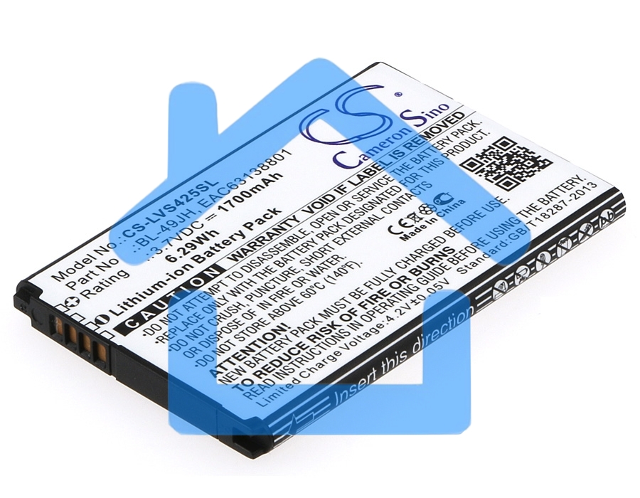Аккумулятор CameronSino CS-LVS425SL BL-49JH для LG K120 3.7V / 1700mAh / 6.29Wh