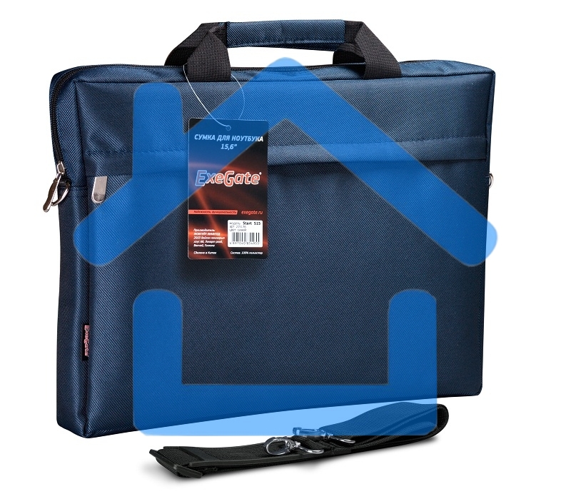 Сумка ExeGate EX205137RUS Start S15 Deep Blue, темно-синяя, полиэстер, для ноутбуков до 15.6