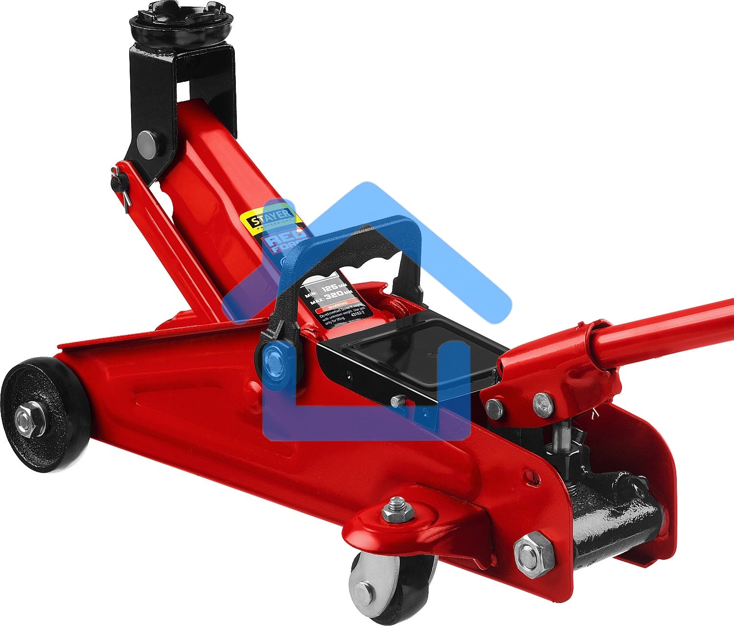 Домкрат STAYER 43152-2 RED FORCE гидравлический подкатной, 2т, 125-320мм