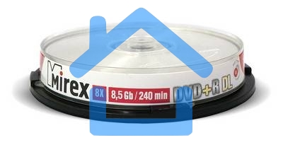 Диск DVD+R Mirex 8.5 Gb, 8x, Cake Box (10), Ink Printable, Dual Layer (10/300)