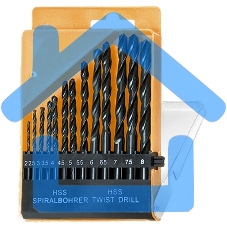 Набор сверл по металлу, 2-8 мм (через 0,5 мм), HSS, 13 шт.цилиндрический хвостовик Sparta