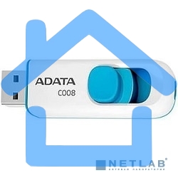 Флешка USB ADATA C008 (AC008-16G-RWE), 16Gb, USB 2.0, R/W 15/5, белый / синий