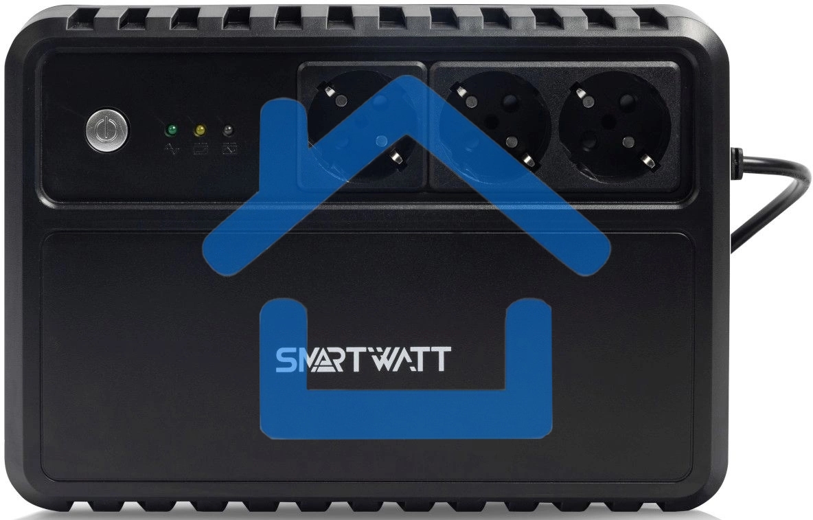 Источник бесперебойного питания SMARTWATT UPS SAFE 1000 черный, 1000/600 ВА/Вт, линейно-интерактивный, напольный, LED индикация, Shuko CEE7/4 - 3 шт.