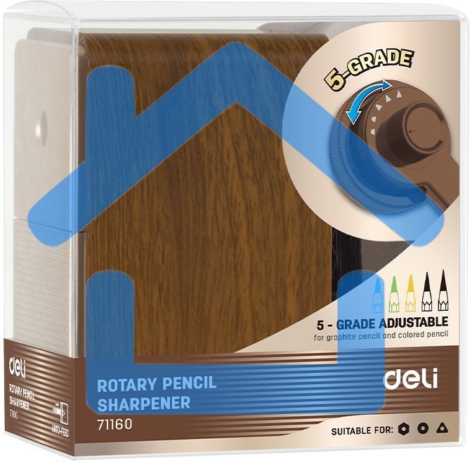 Точилка для карандашей механическая Deli 71160Brown, 1 отверстие, пластик, коричневый