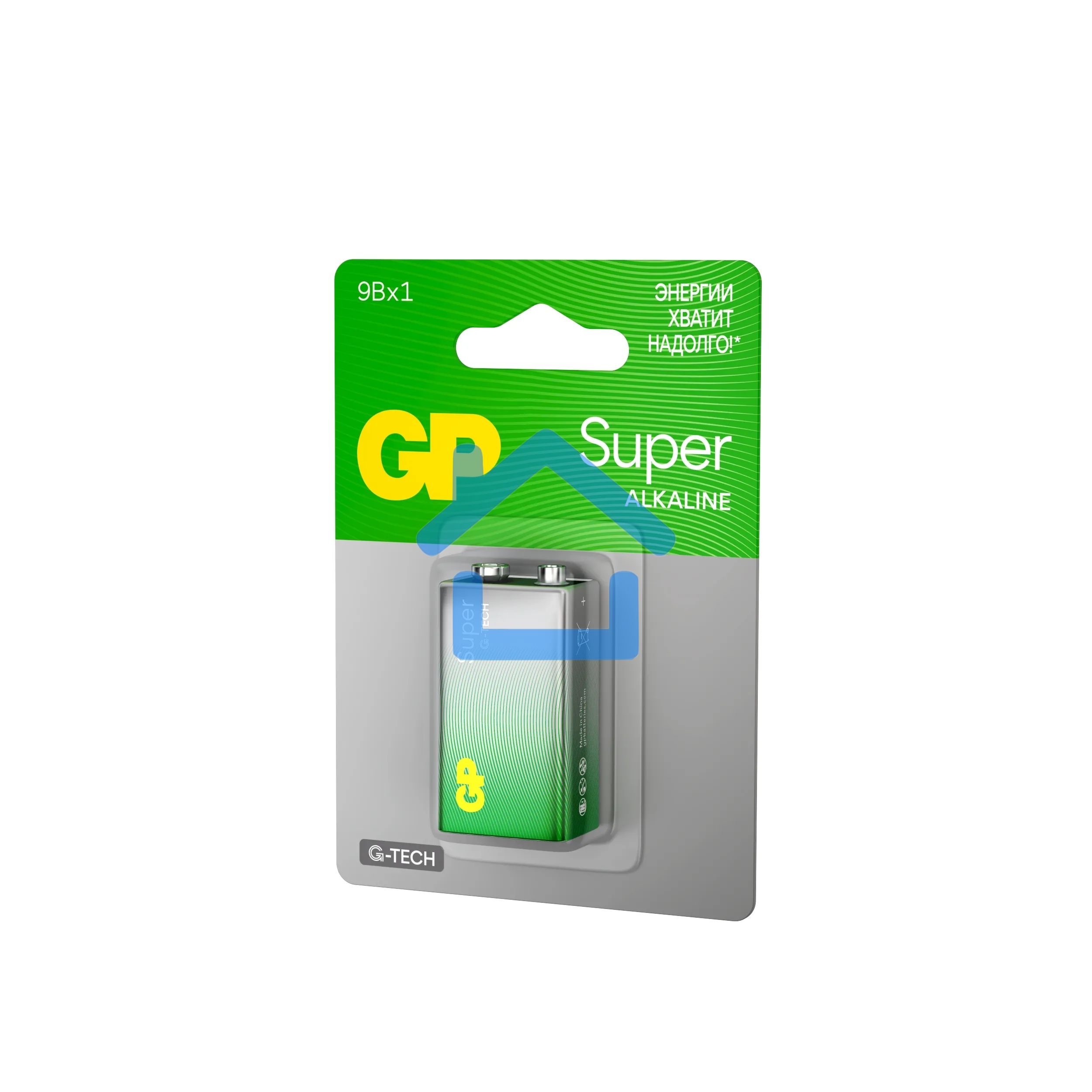 Алкалиновая батарейка GP Super Alkaline G-Tech 9V Крона - 1 шт. на блистере (1 шт.)
