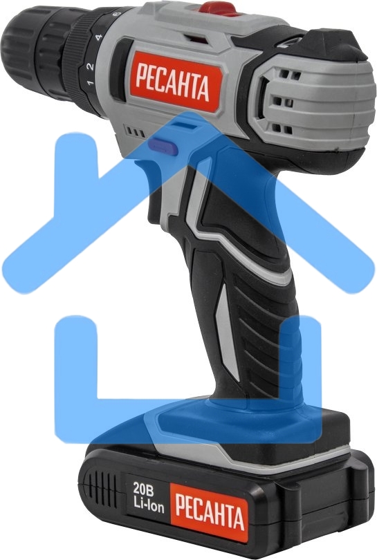 Дрель-шуруповерт Ресанта ДА-20-2ЛК 75/14/11, Аккумуляторная, 20В, 2 АКБ, Кейс