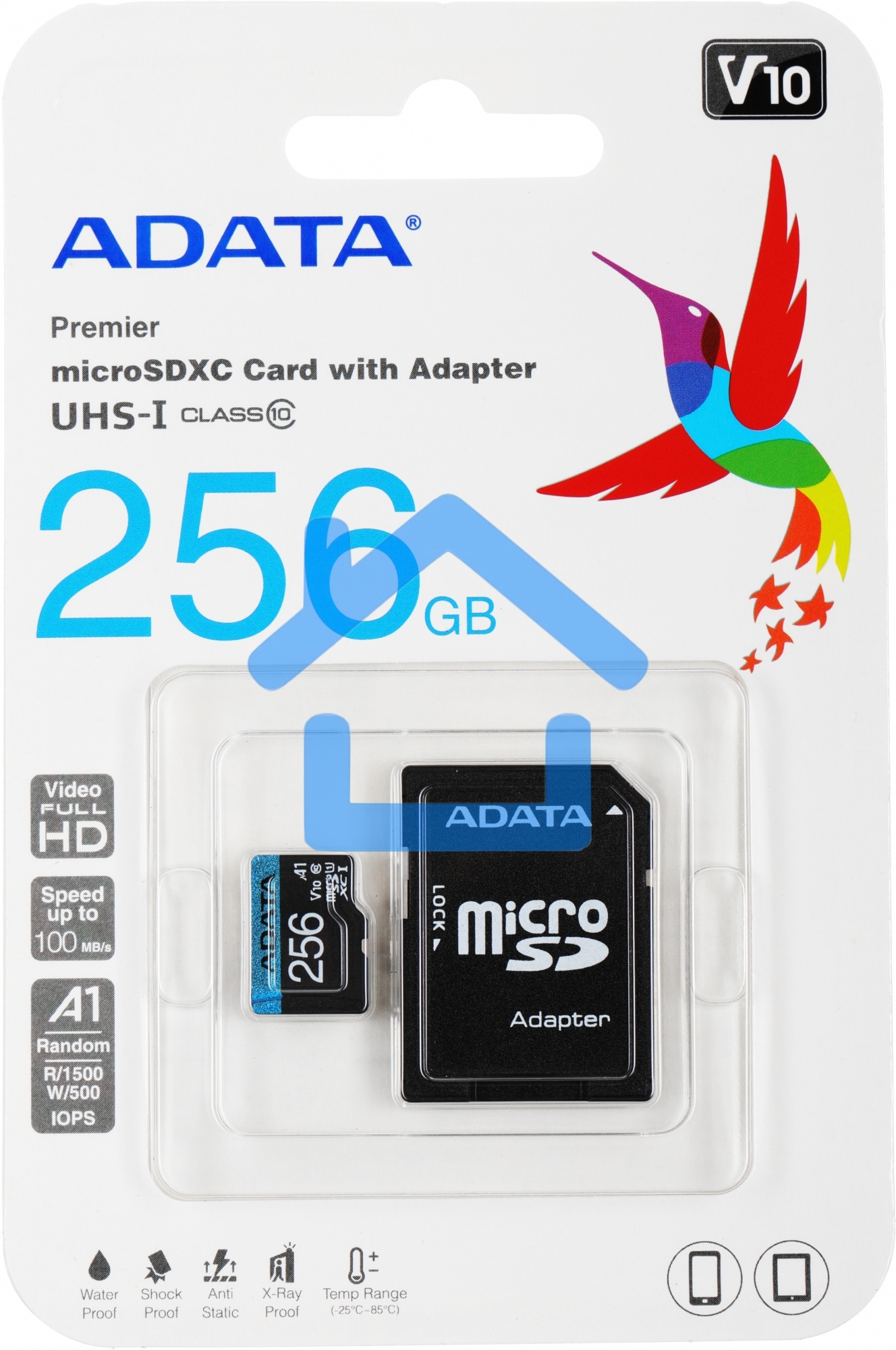 Флеш карта microSD 256Gb ADATA microSDHC Class 10 UHS-I A1 100/25 MB/s (SD адаптер)