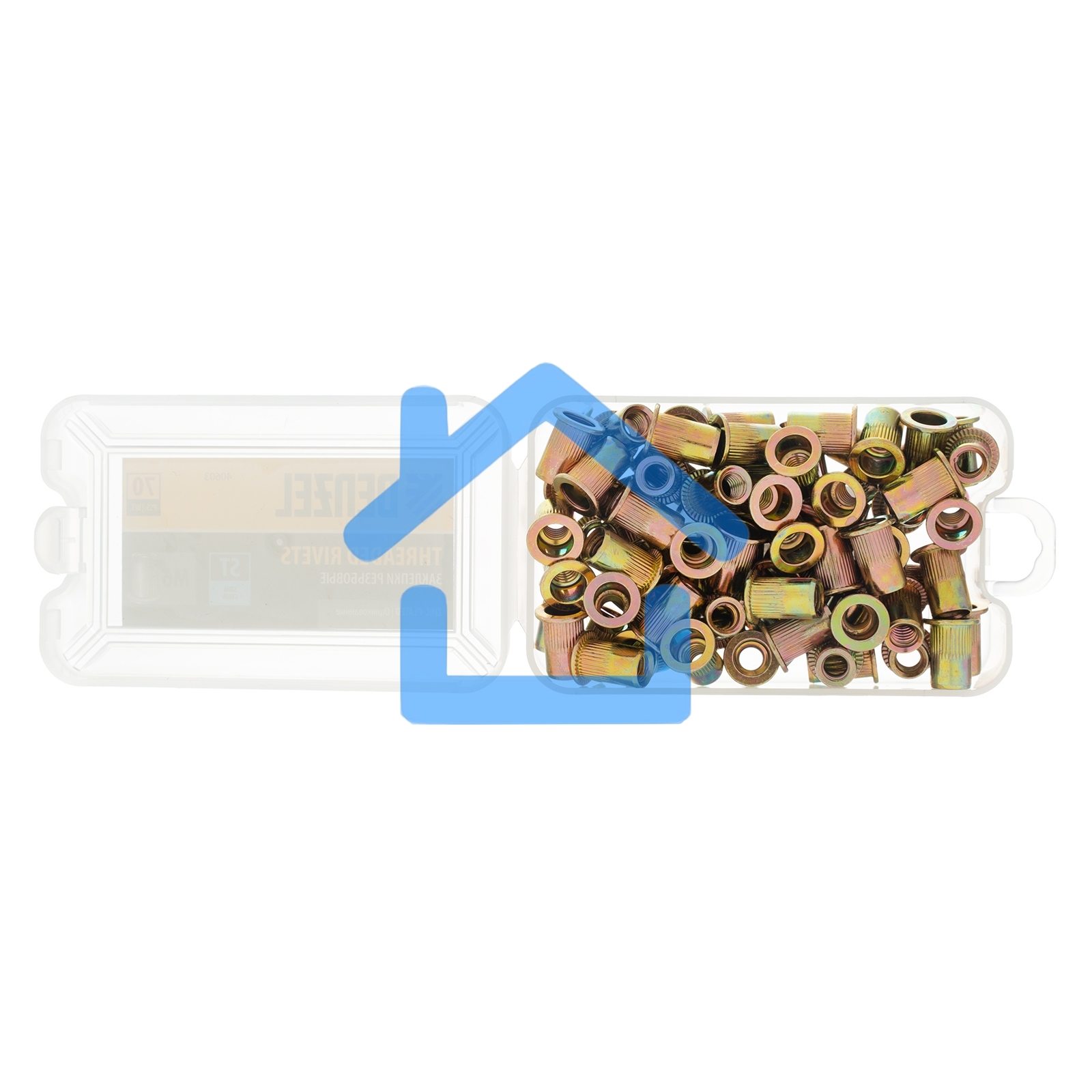 Заклепки резьбовые Denzel стальные, оцинкованные, М6, пластиковый кейс, 70 шт.