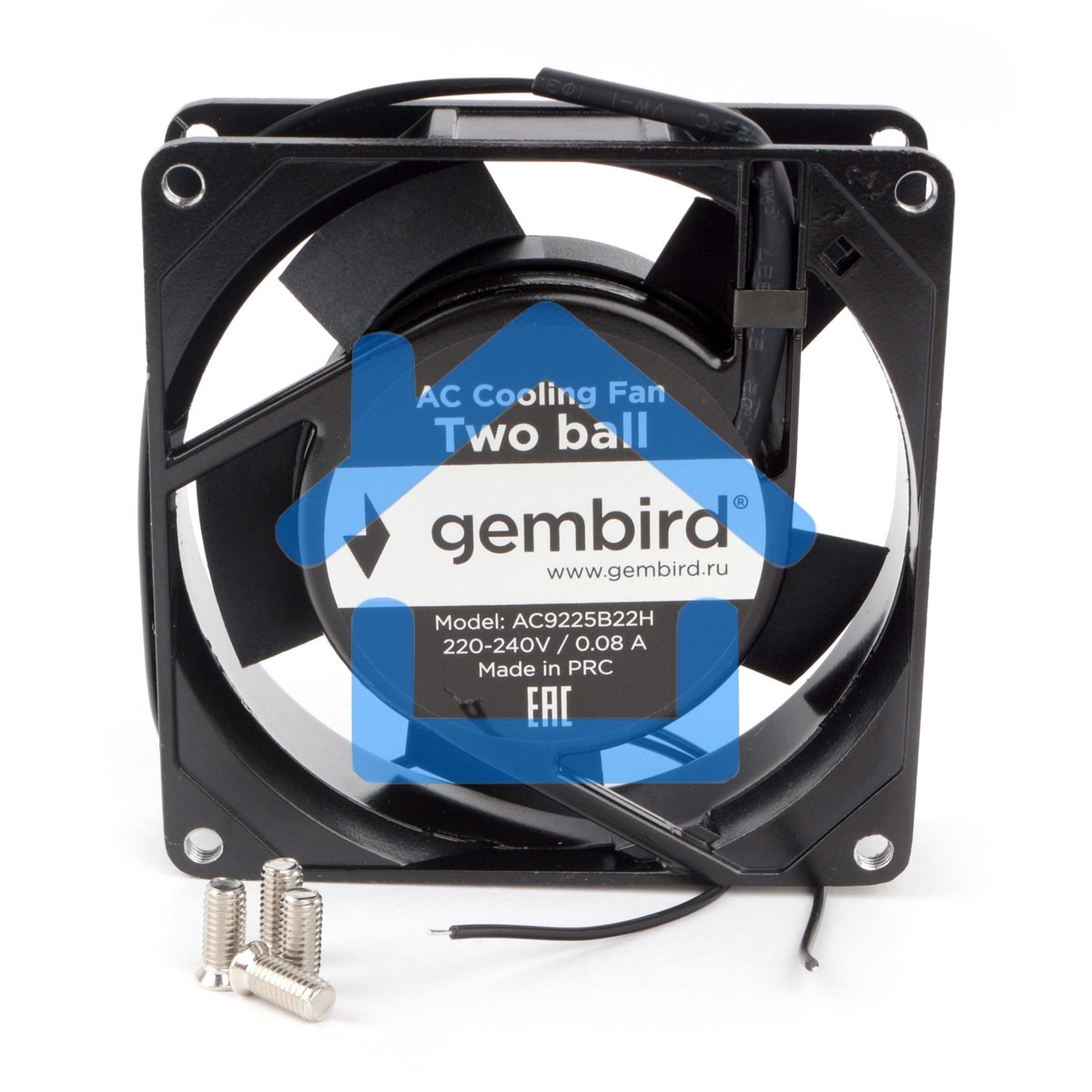 Вентилятор для корпуса Gembird 18924 черный, 92 мм, 2400 об/мин, 31.5 дБ, 2 pin