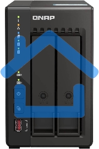 SMB QNAP TS-253E-8G NAS, 2-tray w/o HDD. 2xHDMI-port. 4-core Celeron J6412 2-2.6 GHz, 8Gb DDR, 2x2.5Gb LAN, 2 x M.2 2280 PCIe Gen 3 x2, 2x USB 3.2 Gen 2 (10Gbps) Port, 2x USB 2.0 port