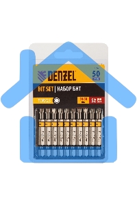 Набор бит TORX 25х50, сталь S2, шестигранный профиль, 10 шт. Denzel