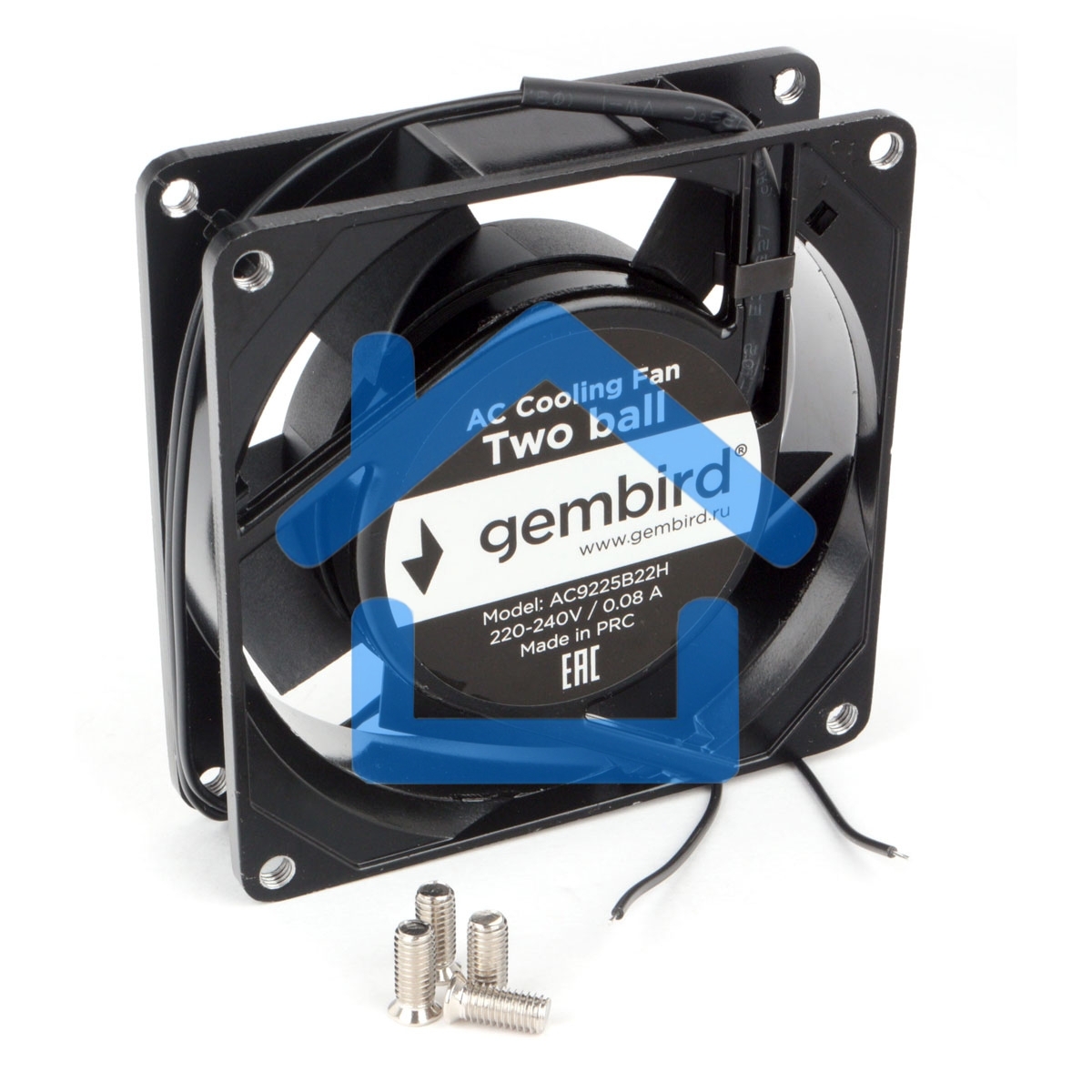 Вентилятор для корпуса Gembird 18924 черный, 92 мм, 2400 об/мин, 31.5 дБ, 2 pin