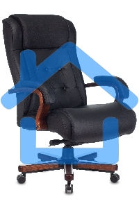 Кресло руководителя Бюрократ T-9926WALNUT черный, кожа, крестовина металл/дерево