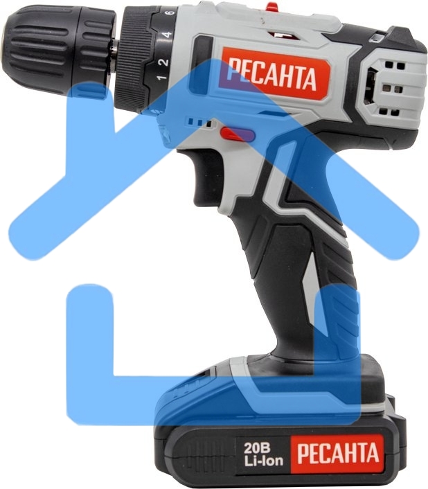 Дрель-шуруповерт Ресанта ДА-20-2ЛК 75/14/11, Аккумуляторная, 20В, 2 АКБ, Кейс