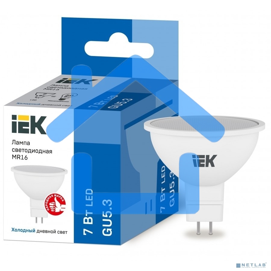 Лампа светодиодная ECO MR16 софит 7Вт 230В 6500К GU5.3 ИЭК LLE-MR16-7-230-65-GU5