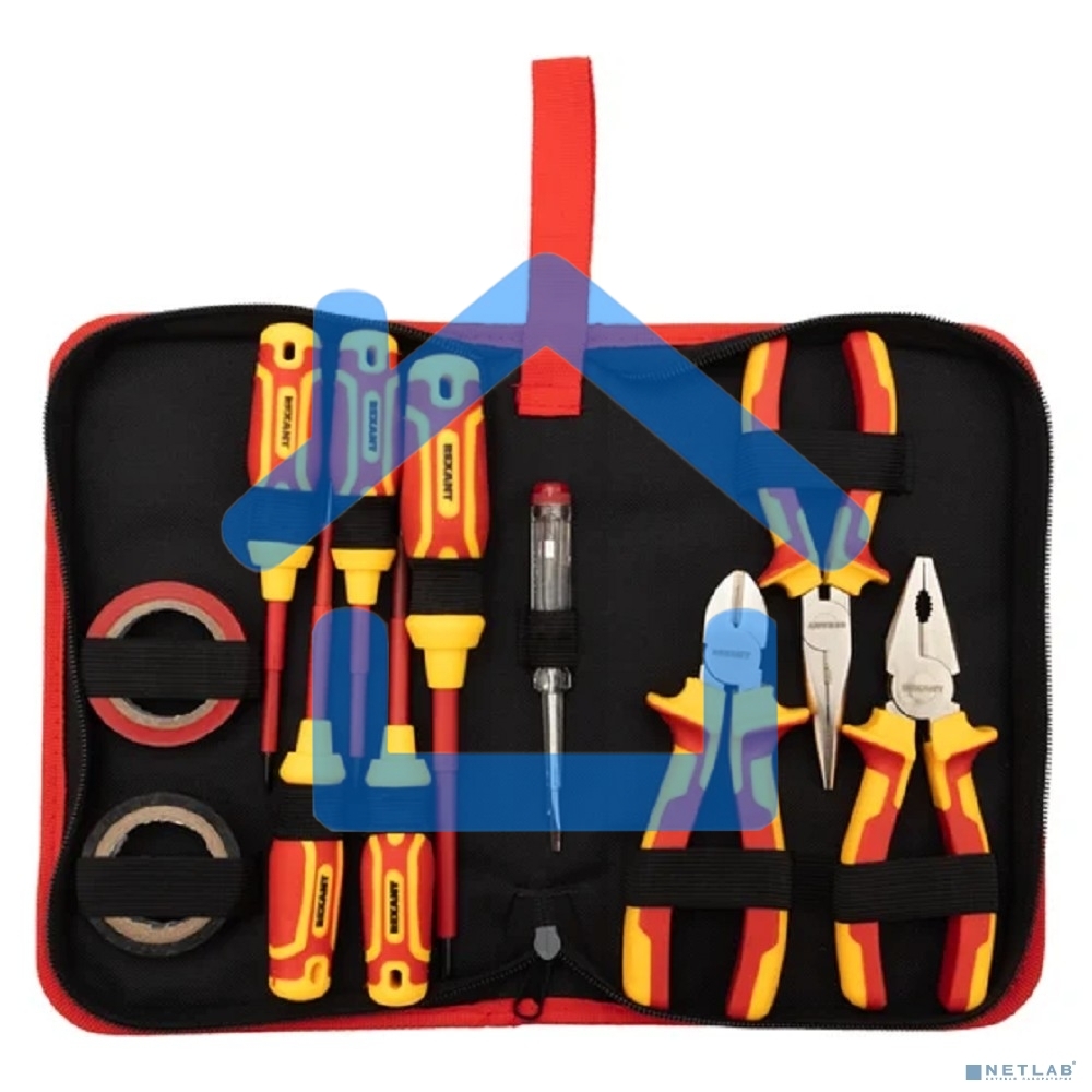 Набор диэлектрического инструмента Rexant RI-02, 11 предметов, до 1000 В, тканевый пенал