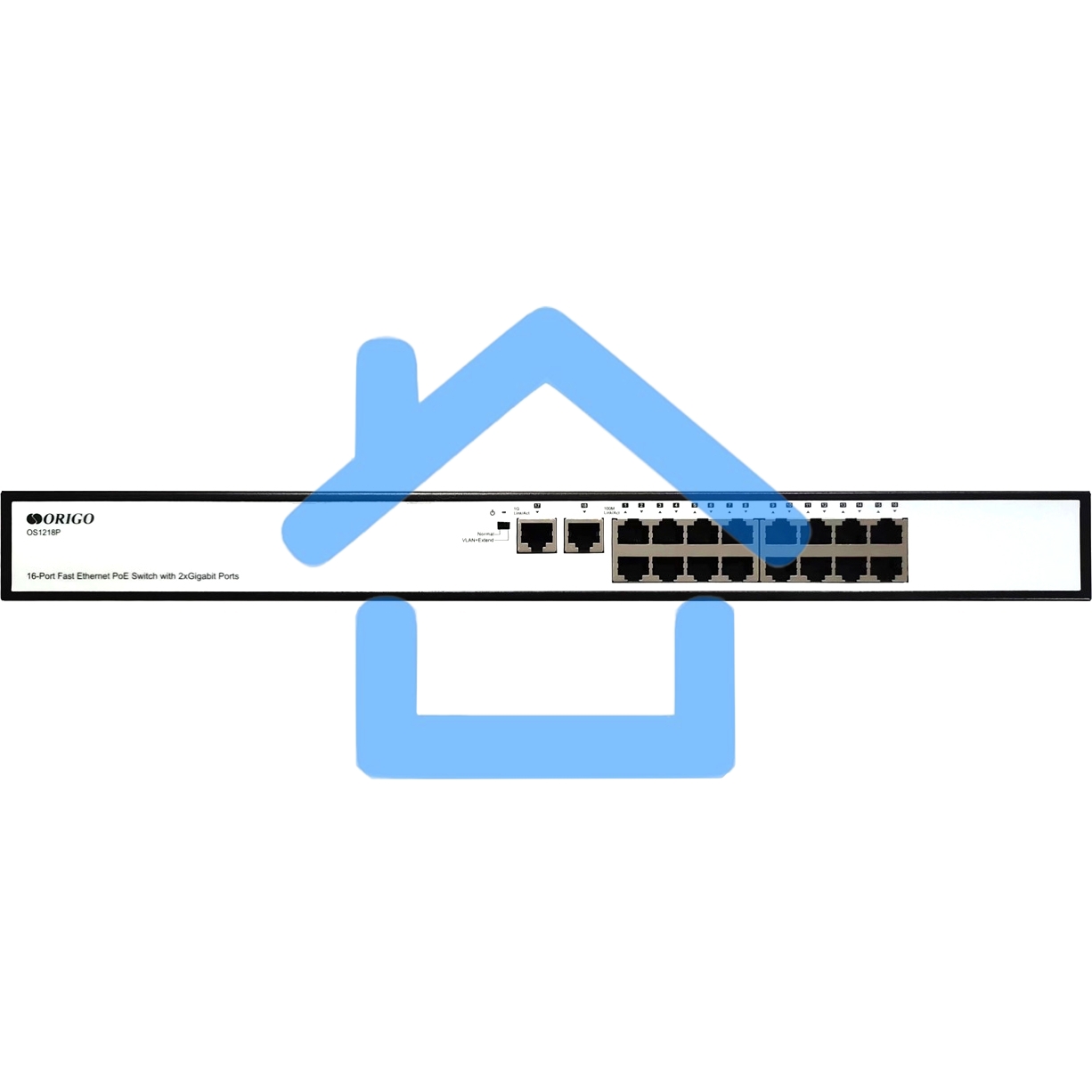 Неуправляемый PoE-коммутатор ORIGO OS1218P/190W/A1A 16x100Base-TX PoE+, 2x1000Base-T, PoE-бюджет 190 Вт, корпус металл