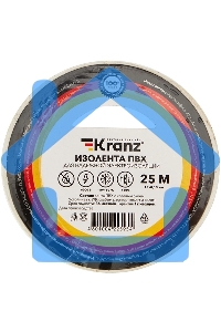 Изолента ПВХ KRANZ 0.13х15 мм, 25 м, белая (5 шт./уп.)