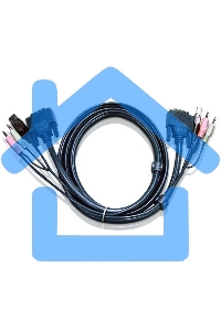 Кабель ATEN KVM USB(тип А Male)+DVI-D(Male)+2хАудио(Male) (-) USB(тип B Male)+DVI-D(Male)+2хАудио(Male) 1,8м., черный. CABLE DVI/USBA/SP.MC-DVI/USB B 1.8M