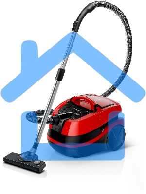 Пылесос Bosch BWD421PET красный, 2100 Вт, уборка влажная/сухая, пылесборник контейнер 5 л