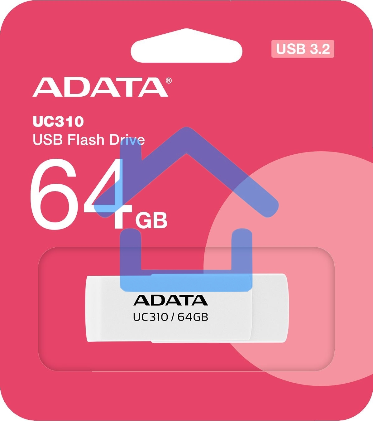Флешка USB R/W ADATA R/W USB3 64Gb WHITE UC310-64G-RWH