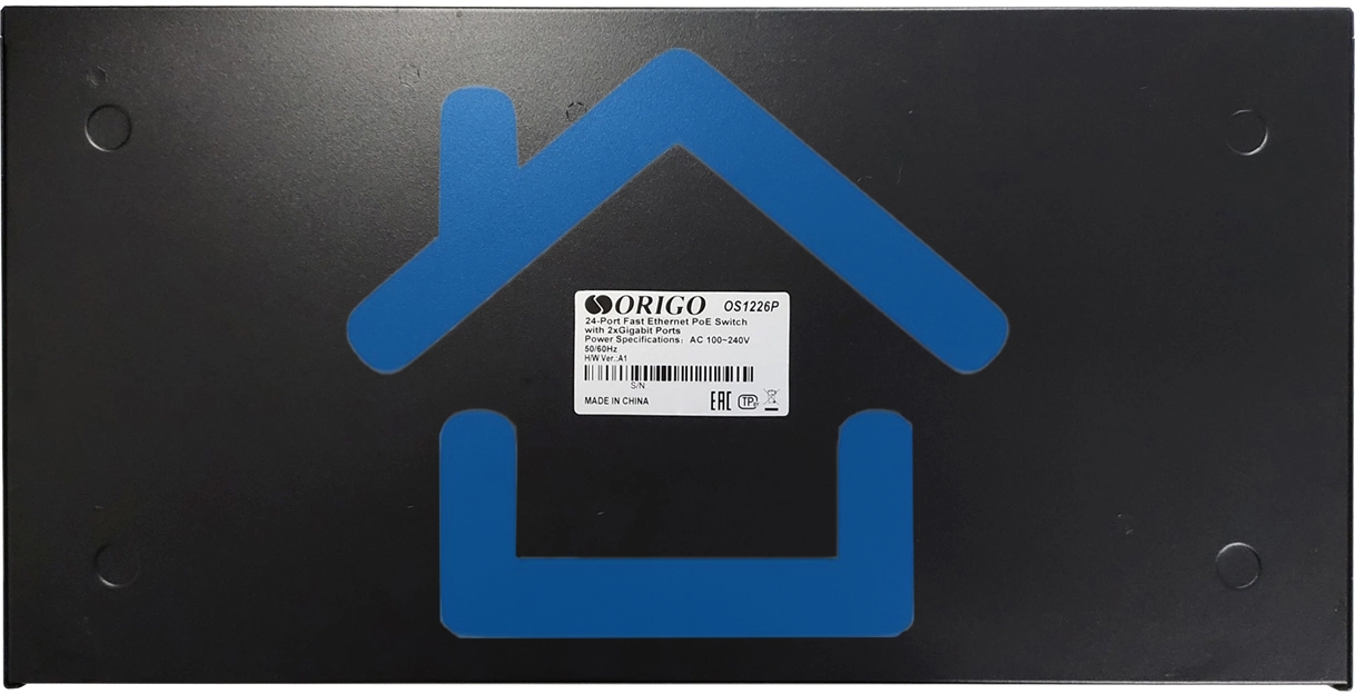 Неуправляемый PoE-коммутатор ORIGO OS1226P/285W/A1A 24x100Base-TX PoE+, 2x1000Base-T, PoE-бюджет 285 Вт, корпус металл