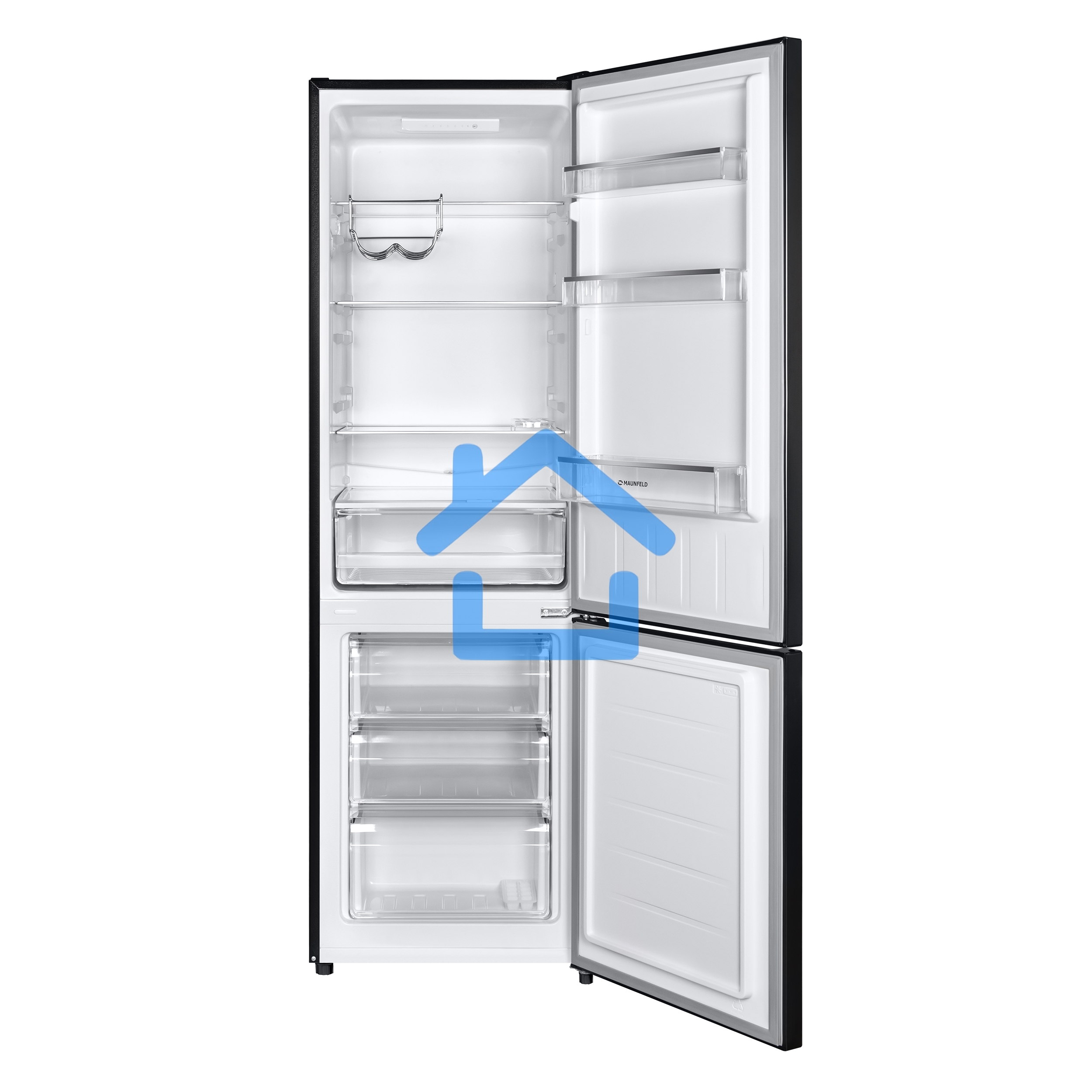 Холодильник Maunfeld MFF176SFSB черный двухкамерный 188/75л морозилка снизу, ручная разморозка