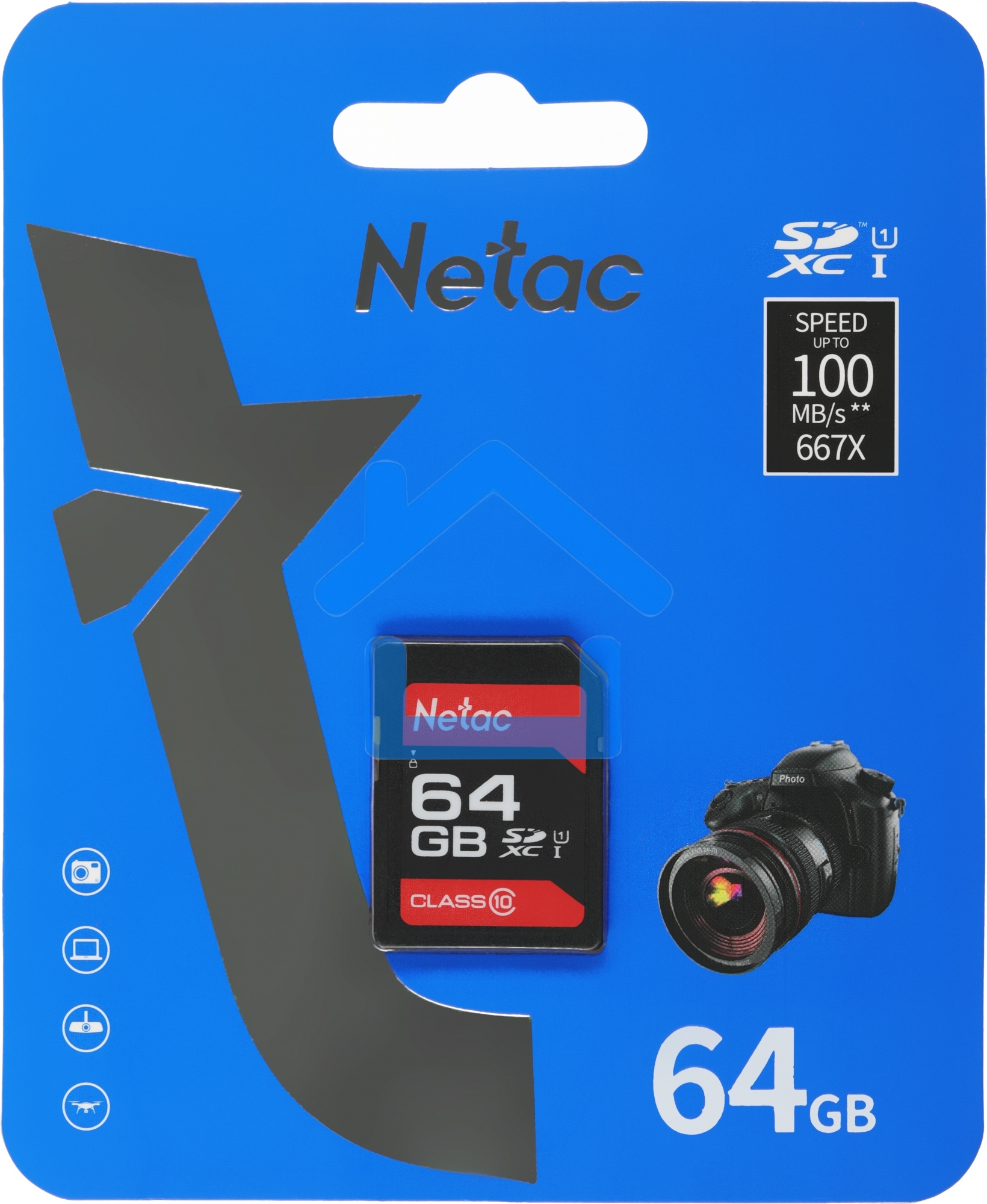Флеш карта SDHC 64Gb Netac Class 10 UHS-I U1 P600 NT02P600STN-064G-R