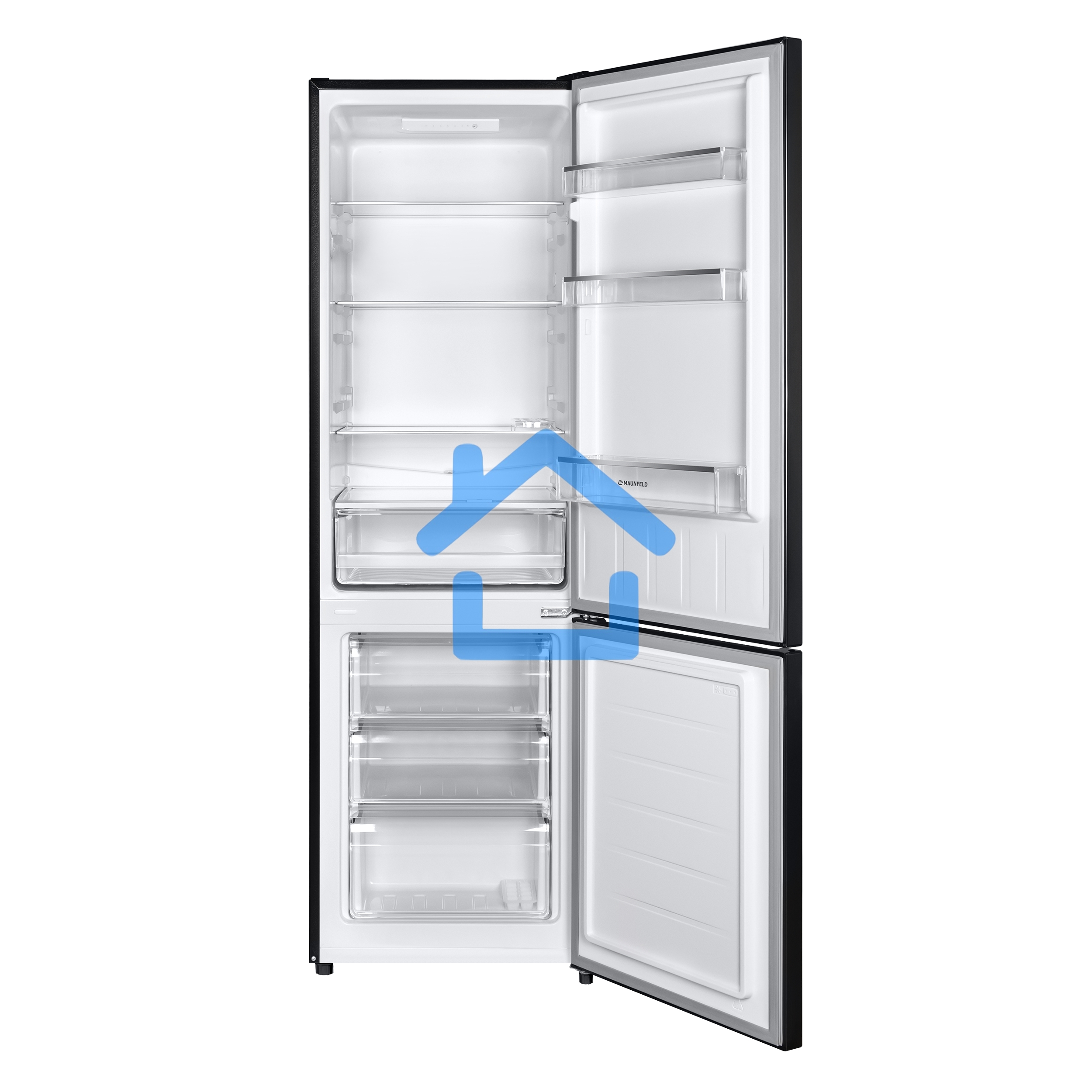 Холодильник Maunfeld MFF176SFSB черный двухкамерный 188/75л морозилка снизу, ручная разморозка