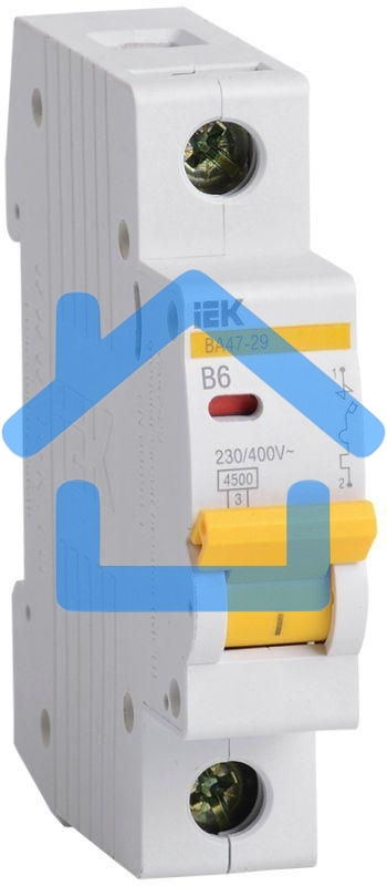 Автоматический выключатель Iek MVA20-1-006-B ВА47-29 1Р6А 4,5кА х-ка В ИЭК