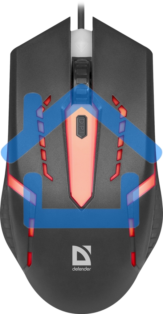 Мышь проводная Defender Hit MB-601 черный, 1200 dpi, USB, кнопки - 4