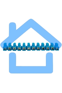 Клеммная винтовая колодка KВ-16 6-16, ток 30 A, полиэтилен синий Rexant (10 шт./уп.)