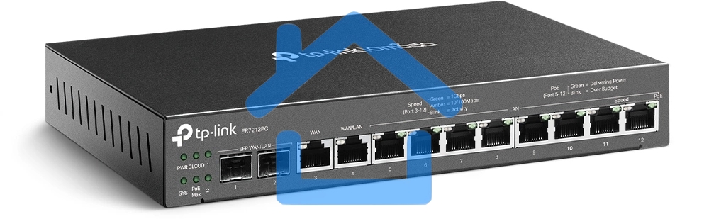 Гигабитный VPN-маршрутизатор TP-Link ER7212PC Omada с портами PoE+ и контроллером