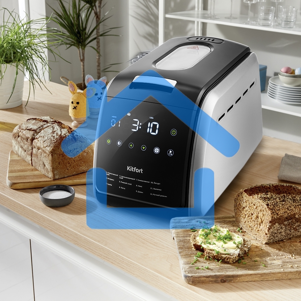Хлебопечь Kitfort KT-305 черный/серебристый
