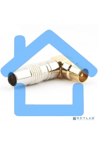 Разъем Cablexpert TVPL-07, TV (папа) позолоченный, латунь OD8.5, 90 градусов, блистер