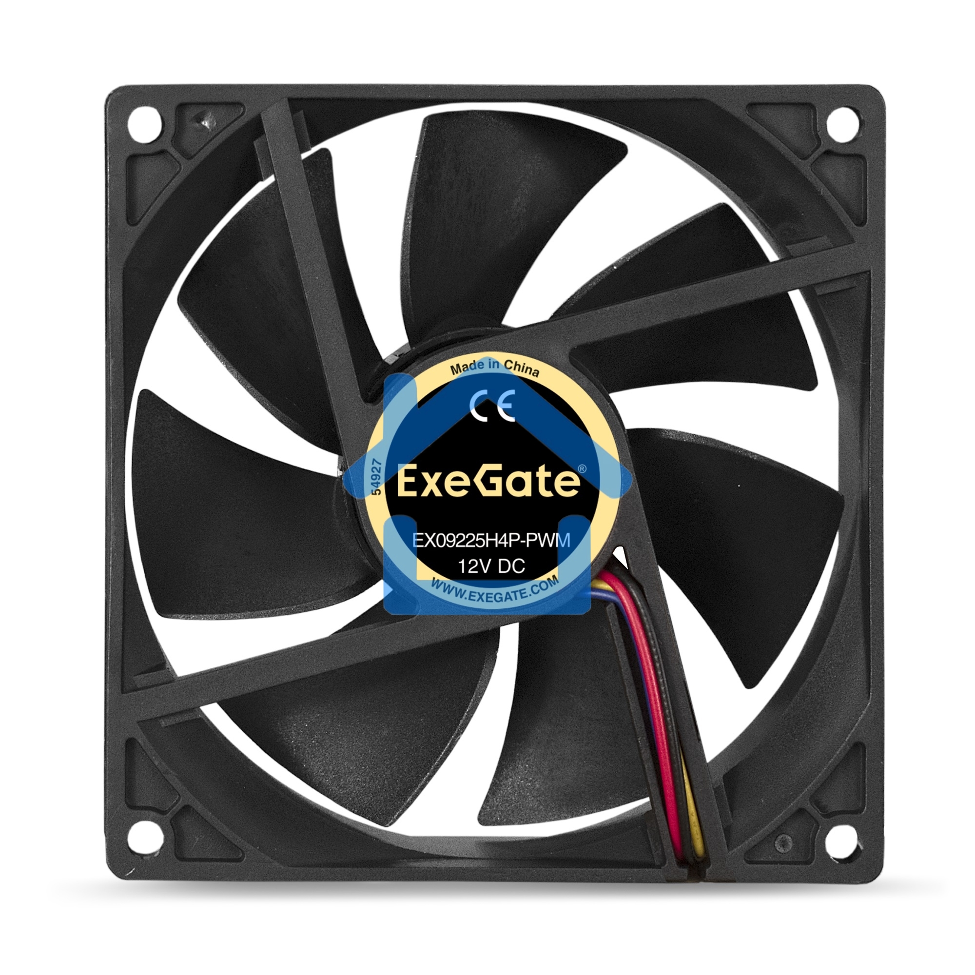 Вентилятор для корпуса ExeGate E09225H4P-PWM черный, 92 мм, 2000 об/мин, 26 дБ, 4 pin