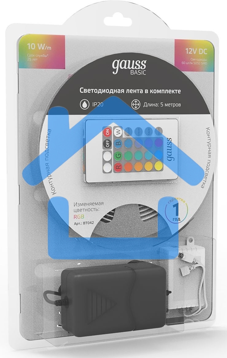 Лента светодиод. Gauss Basic 5м (BT042)