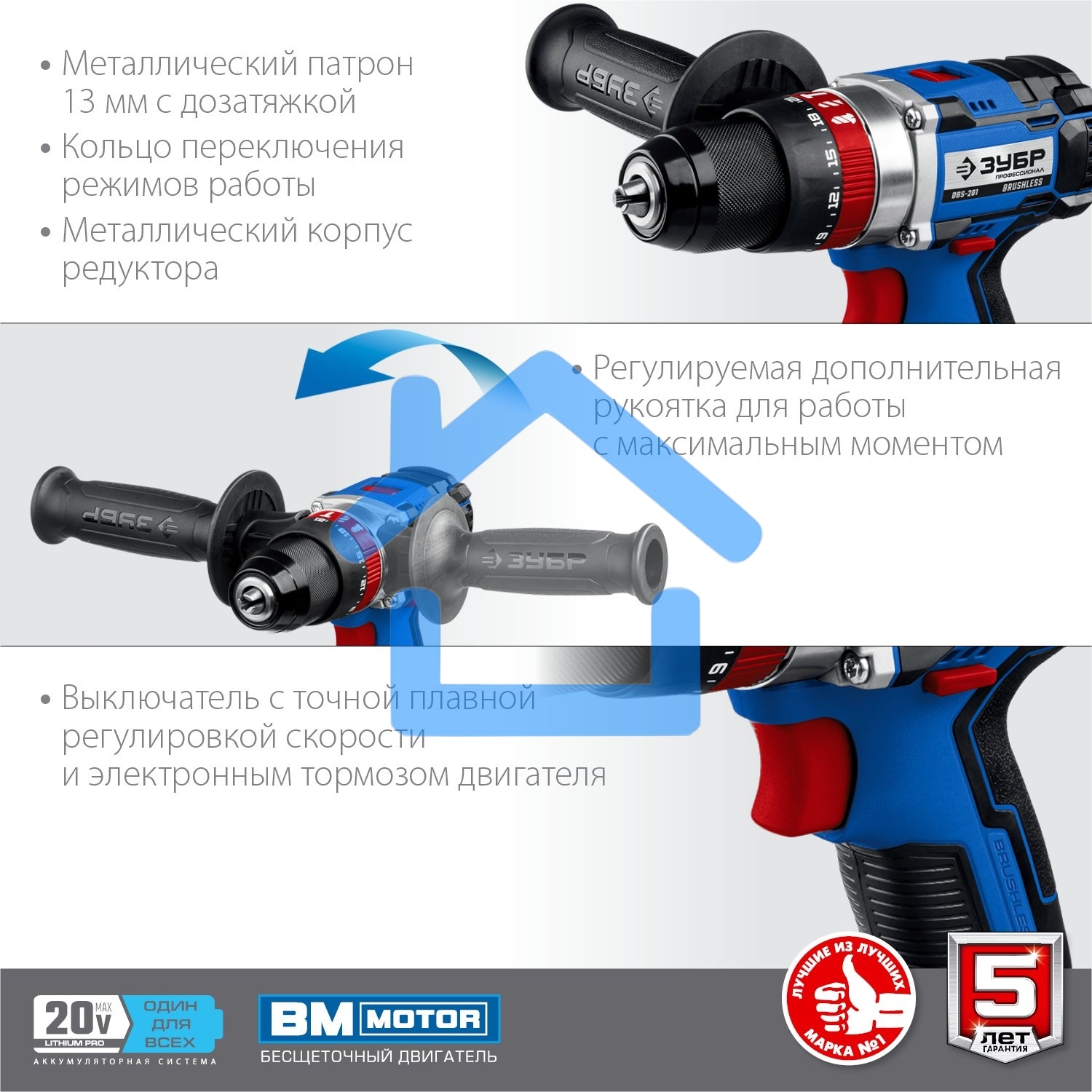 Дрель-шуруповерт ЗУБР DBS-201-42, 20В, 2 АКБ, Ударная, Кейс