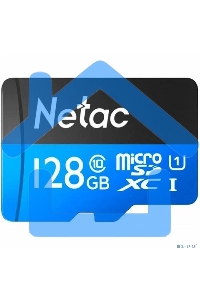 Флеш карта MicroSDXC 128Gb Netac Class 10 UHS-I U1 P500 Standart + адаптер NT02P500STN-128G-R