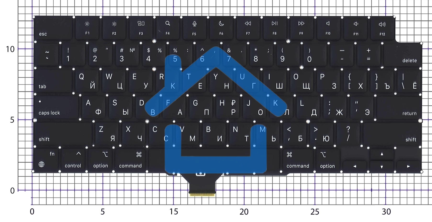 Клавиатура для ноутбука Apple MacBook Pro 14 16 A2442 A2485 Late 2021 плоский Enter