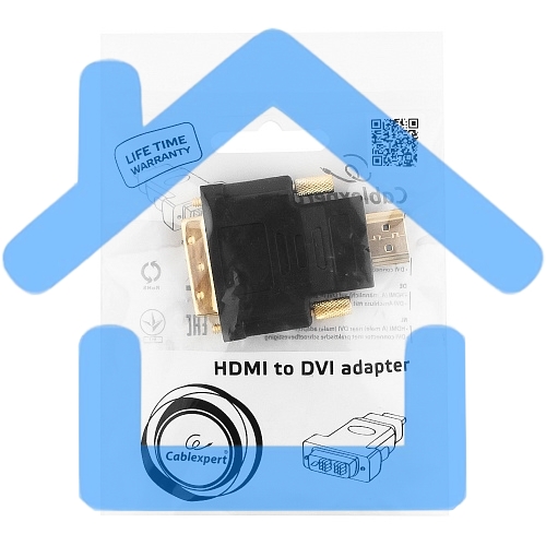 Адаптер (переходник) Gembird HDMI-DVI A-HDMI-DVI-1, 19M/19M, золотые разъемы, пакет