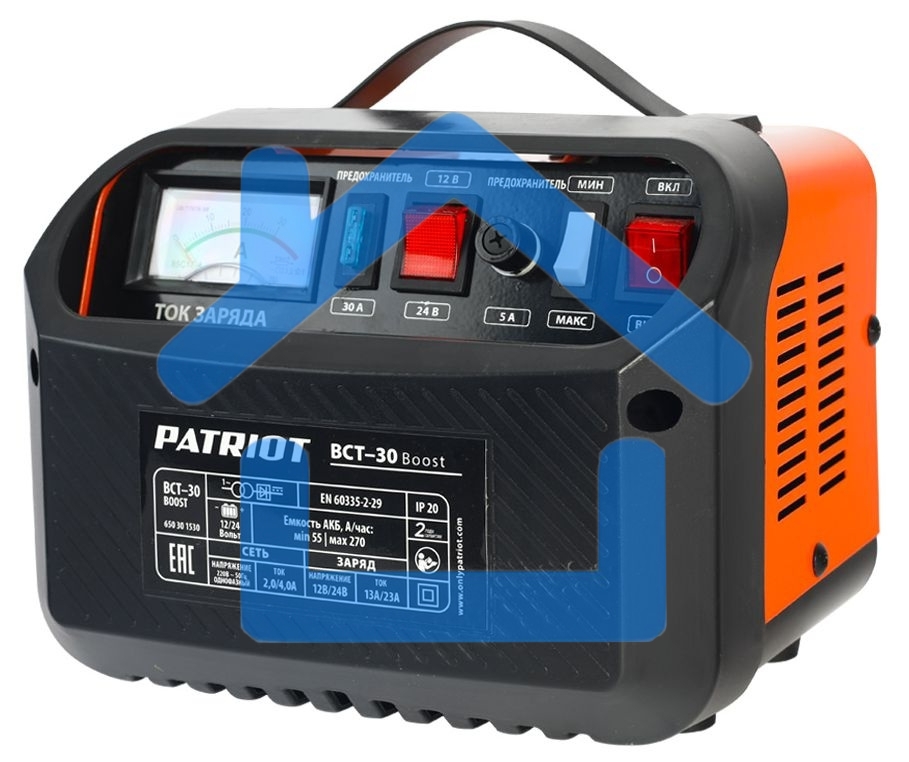 Устройство пуско-зарядное PATRIOT BCT-30 Boost 220В±15% 900Вт 12/24В зарядmax23А 55-270А/ч 7.3кг