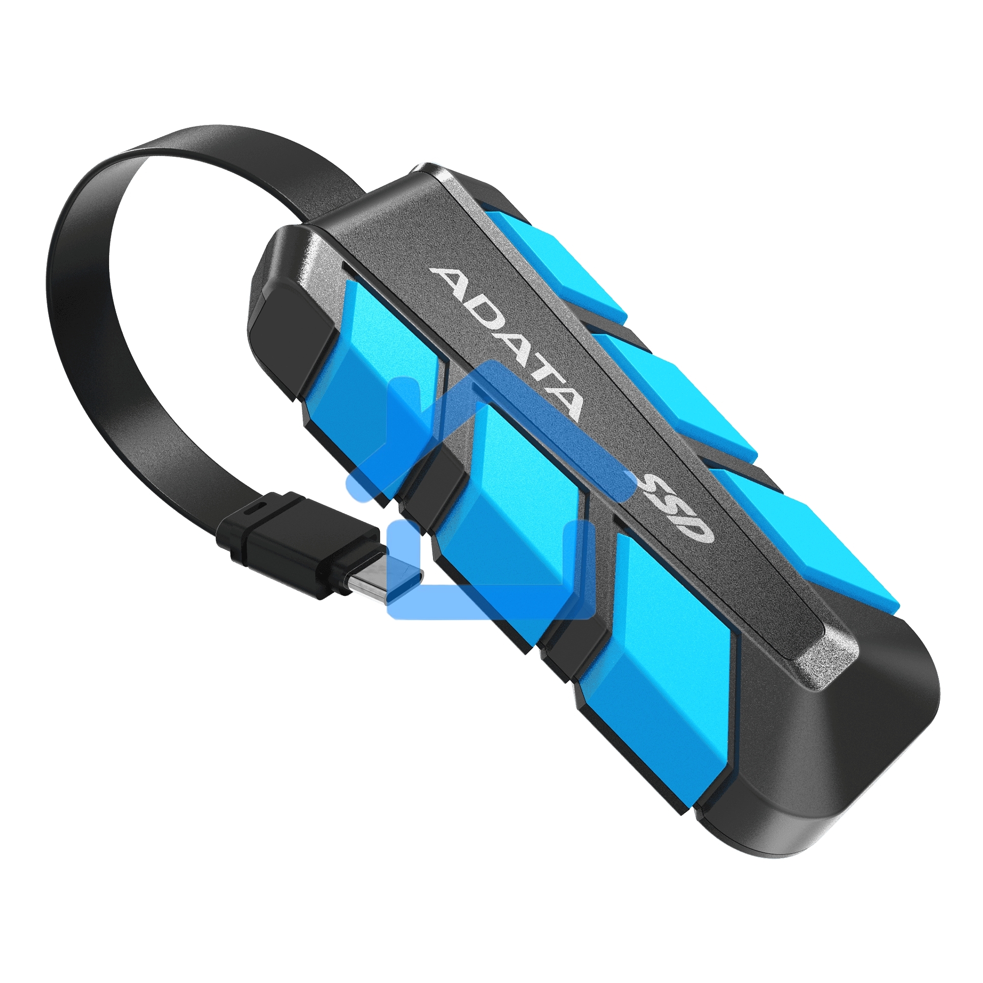 Внешний SSD   ADATA SC740 черно-синий SC740-500G-CBU 500Gb (USB3.2 gen 2 type C, 1050/1000Mbs, 122x41x22mm, 40g, защита от падения, встроенный кабель)