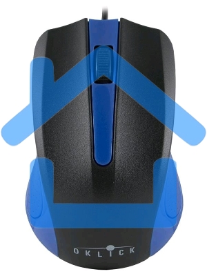 Мышь проводная Oklick 225M черный/синий, 1200 dpi, USB, кнопки - 3