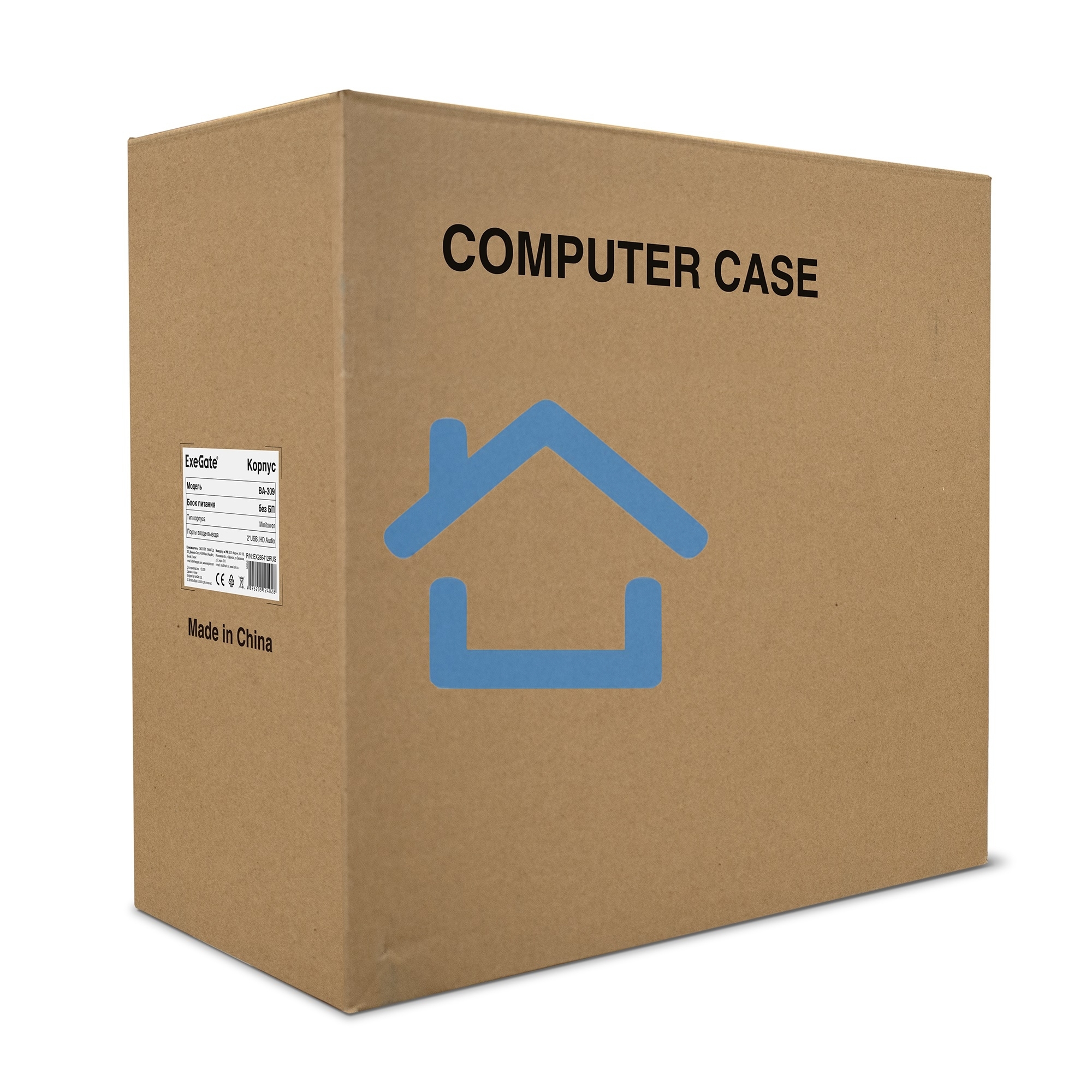 Компьютерный корпус Minitower ExeGate EX286441RUS BA-309U2-500W-8 (mATX, БП AA500 с вент. 8см, 1*USB+2*USB 3.0, HD аудио, черный)