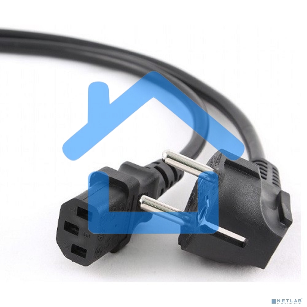 Кабель питания Cablexpert PC-186-1-1.8M, 1.8м, Schuko- C13, 3x1кв.мм, черный, с заземлением, пакет