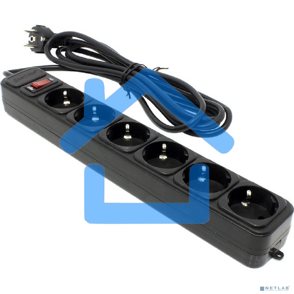 Сетевой фильтр ExeGate EX266864RUS SP-6-1.5B (6 розеток, 1.5м, евровилка, черный)