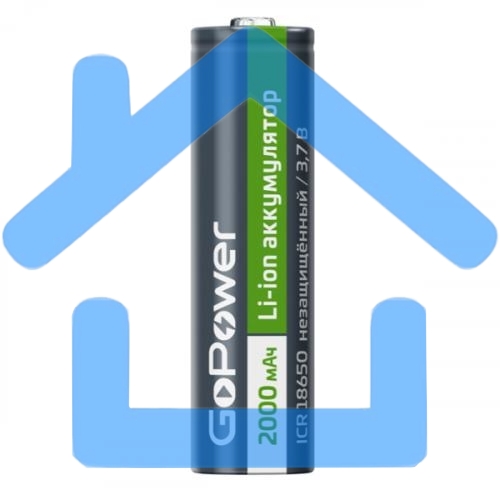 Аккумулятор GoPower Li-ion IMR18650 PC1 20A 3.7V 2500mAh без защиты выс.ток плос.конт.