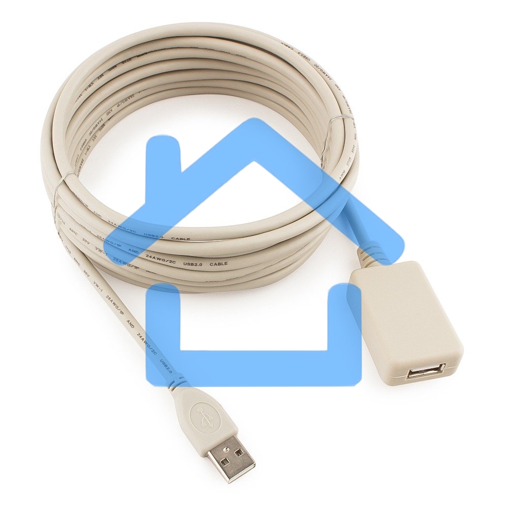 Кабель Gembird UAE016 USB 2.0 кабель удлинительный, активный 4.8м AM/AF, черный